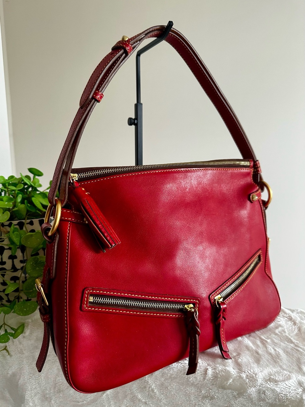Dooney & Bourke Red Florentine Zip Shoulder Bag NWOT